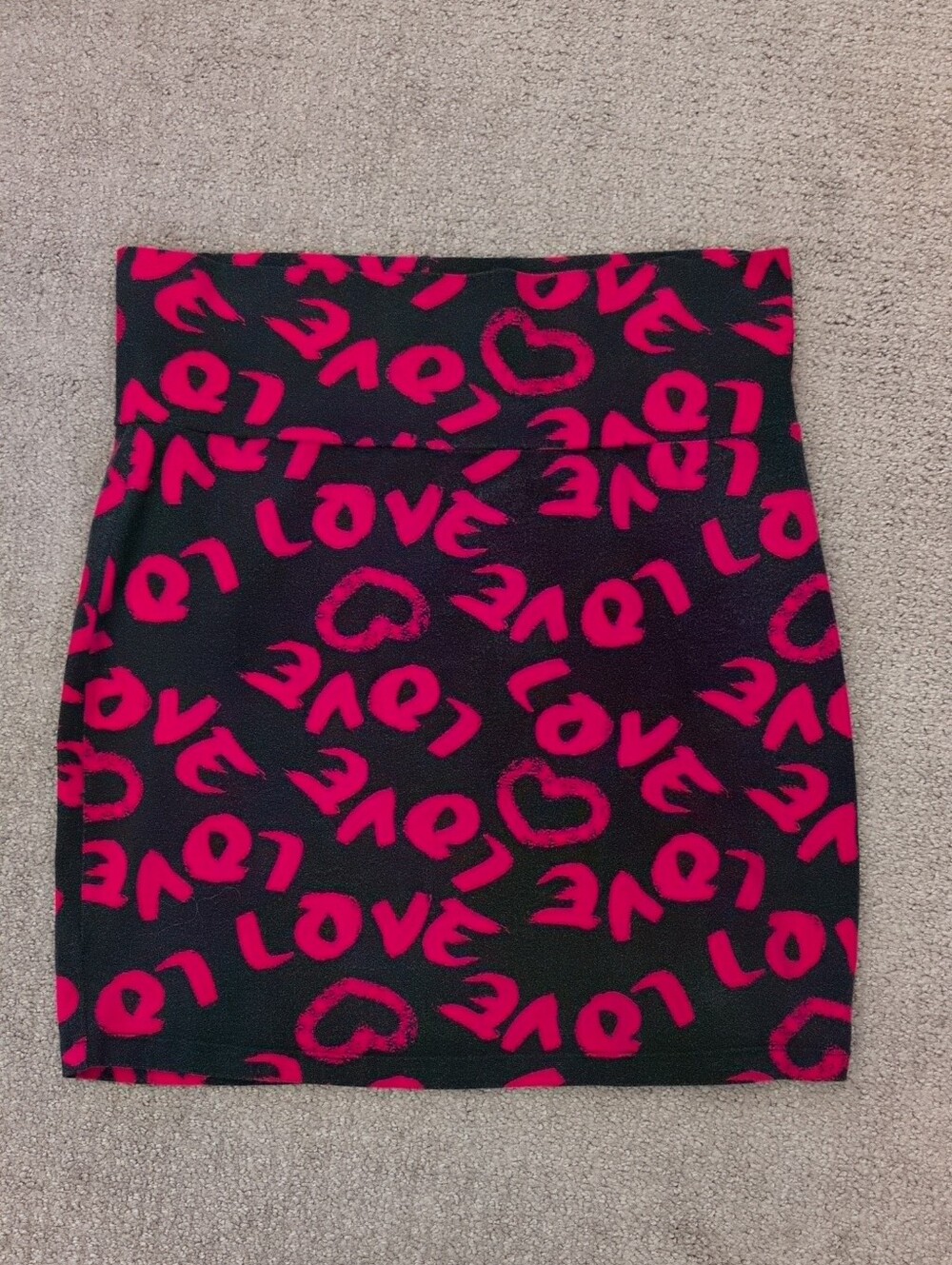 Charlotte Russe Love & Heart Pattern Fitted Bodycon Skirt